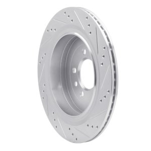 Land Rover Discovery Brake Rotor (1) - Rear Left - R1 Concepts - Drilled & Slotted - Silver - `05-`16